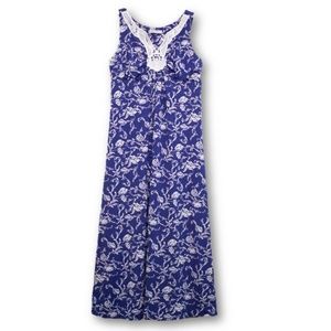 Women's Summer Maxi Dresses Crochet Floral Blue